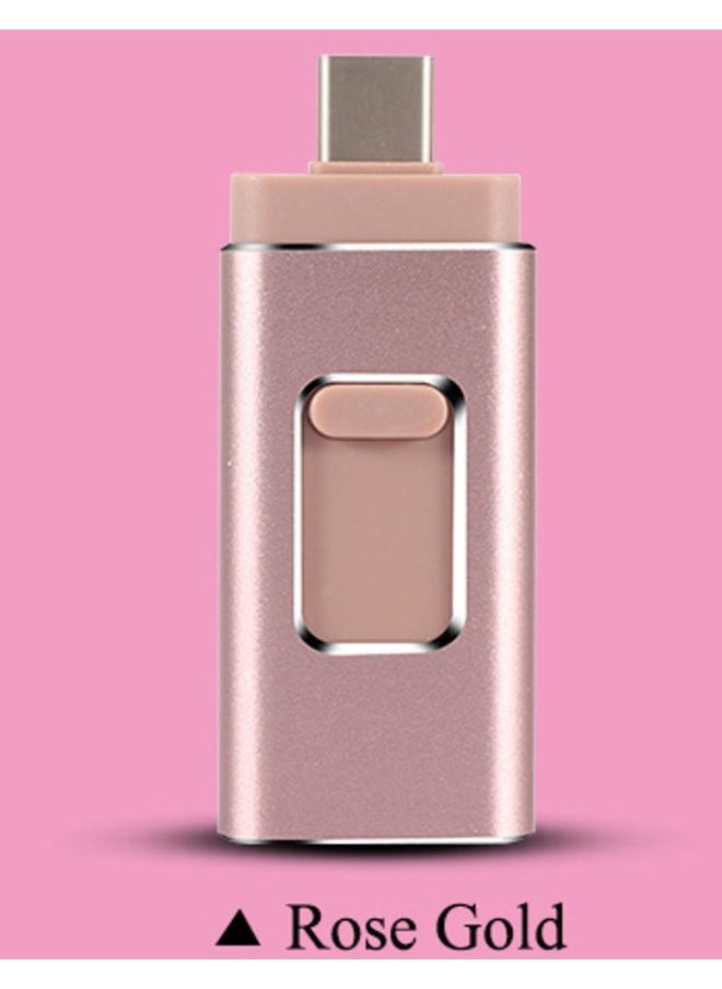 Mobile Phone U Disk 4 In 1 3 In 1 For AppleAndroid Typec USB Multi-function Gift 1T 128g-Color:Four In One Pink-Capacity:32GB  - Image 1