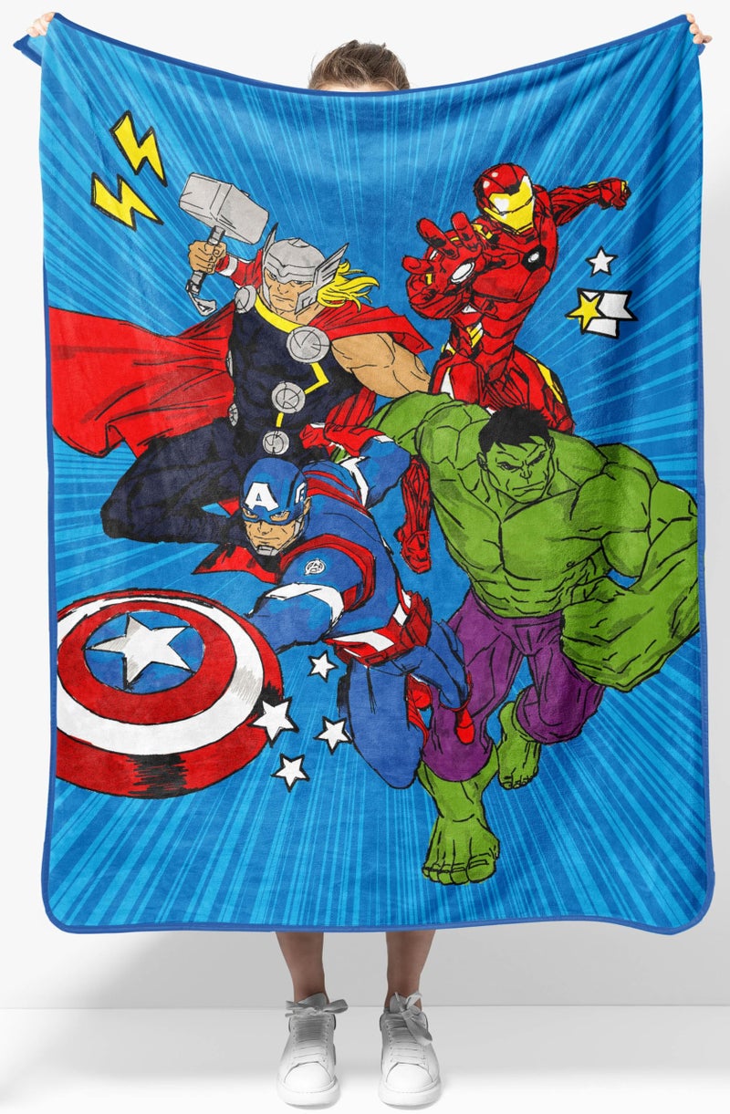 Jay Franco Kids Plush Throw Blanket â€“ Soft & Cozy Fleece Throw for Bedroom & Couch DÃ©cor, Official Licensed Product, Blue - Avengers, 40x50 - Travel Blanket - Image 1