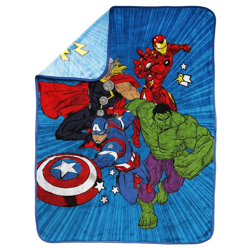 Jay Franco Kids Plush Throw Blanket â€“ Soft & Cozy Fleece Throw for Bedroom & Couch DÃ©cor, Official Licensed Product, Blue - Avengers, 40x50 - Travel Blanket - Image 4
