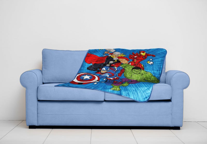 Jay Franco Kids Plush Throw Blanket â€“ Soft & Cozy Fleece Throw for Bedroom & Couch DÃ©cor, Official Licensed Product, Blue - Avengers, 40x50 - Travel Blanket - Image 3
