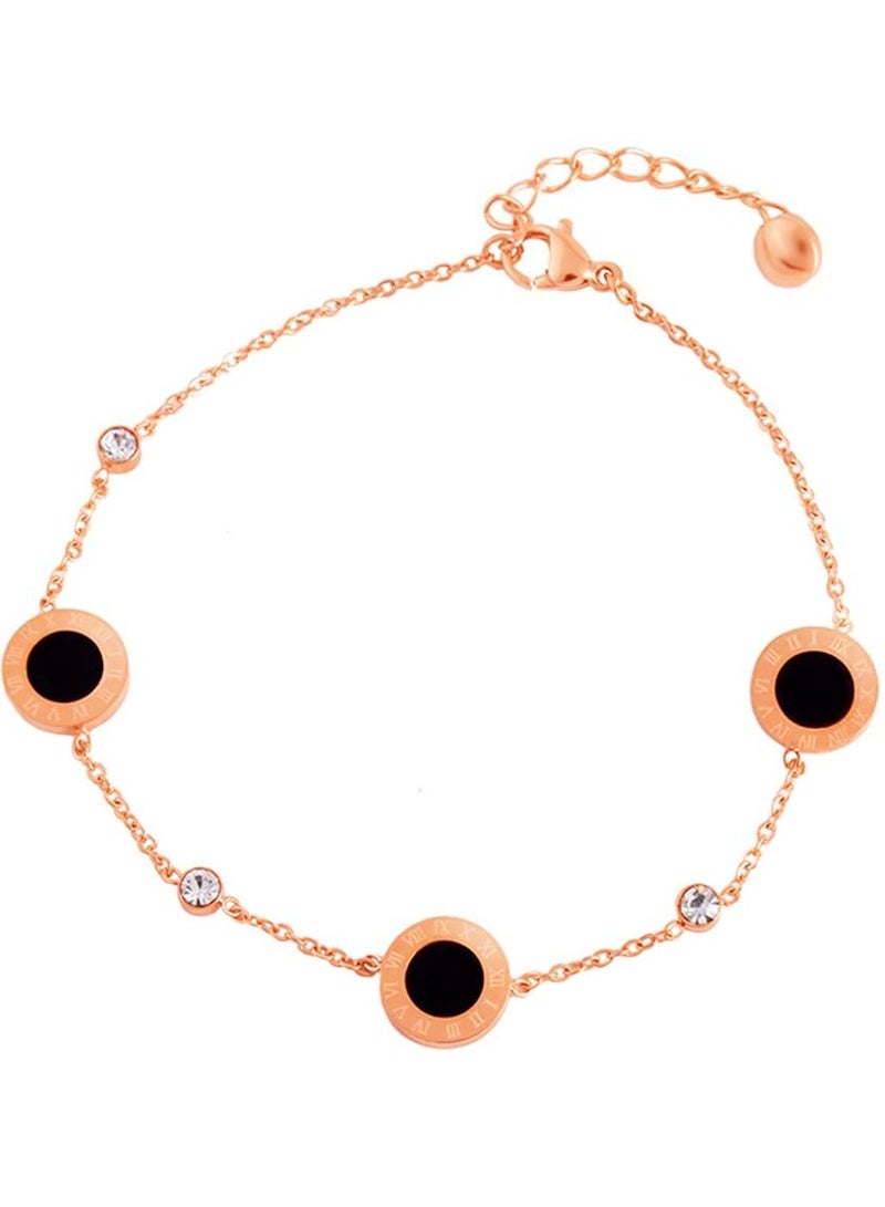 Alissa Roman Numerals Anklet Bracelet Black Beads - Image 1