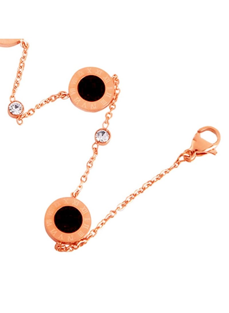 Alissa Roman Numerals Anklet Bracelet Black Beads - Image 2