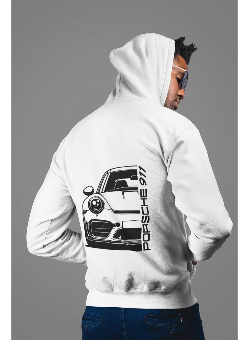 Unisex White Hoodie -Porsche 11 - Image 3