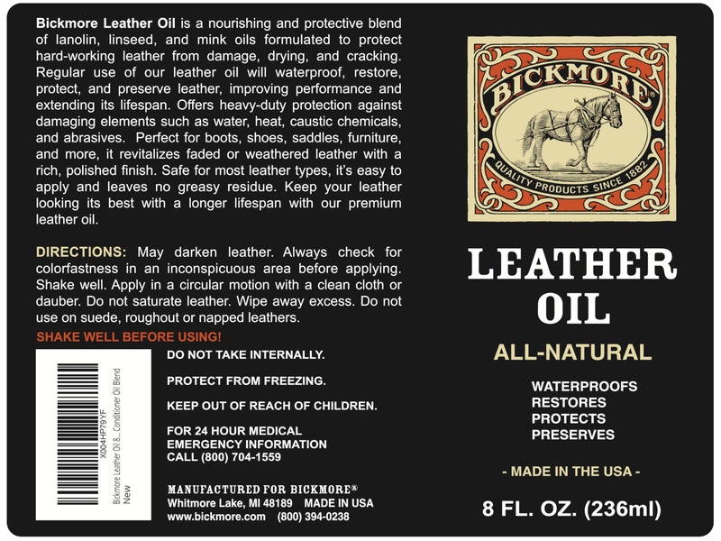 Bickmore Leather Oil Leather Conditioner 8oz | Waterproofs, Protects, and Restores Boots, Jackets, Auto, Furniture, and All Leather Goods | Made in The USA - Image 4