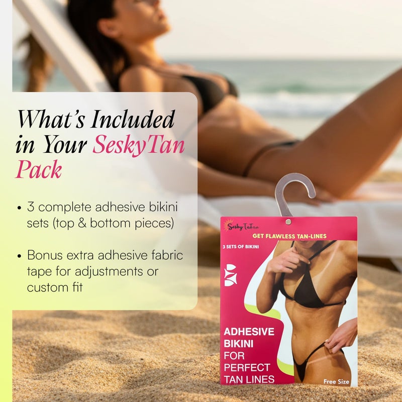 Seskytan Adhesive Bikini for Spray Tan Solutionâ€“ 3-Pack Brazilian Self Tanning Bikini Tape for Flawless, Streak-Free Tan Lines â€“ Gentle, No-Slip Fit for Sun, Spray & Bed Tanning â€“ For All Skin Types - Image 4