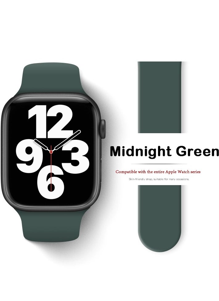 Samu - Apple Watchband 42MM/44MM/45MM/49MM Silicone Strap for Apple Watch All Series Midnight Green - Image 1