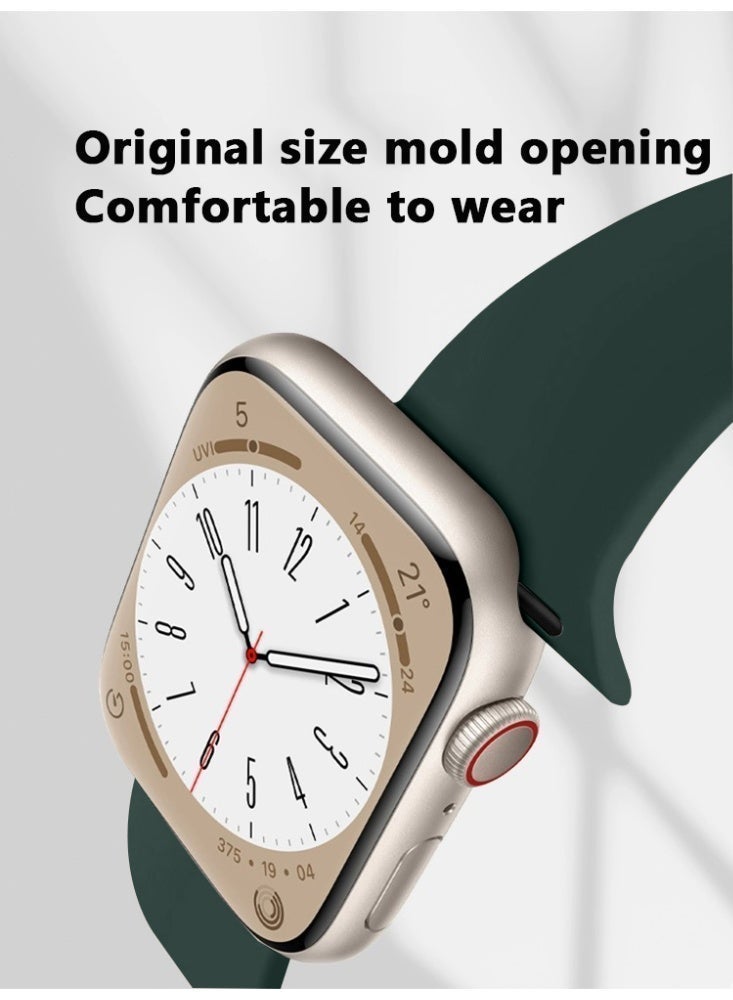 Apple Watchband 42MM/44MM/45MM/49MM Silicone Strap for Apple Watch All Series Midnight Green - view 2