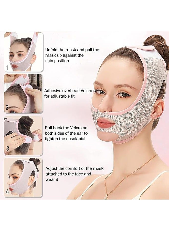 الوجه قناع الوجه المزدوج الصينية قناع ، قناع الوجه ، الخامس على شكل حزام سحب ، قابلة لإعادة الاستخدام قناع الوجه ، ضمادة رقيقة جدا ، لينة ، تنفس - Image 4