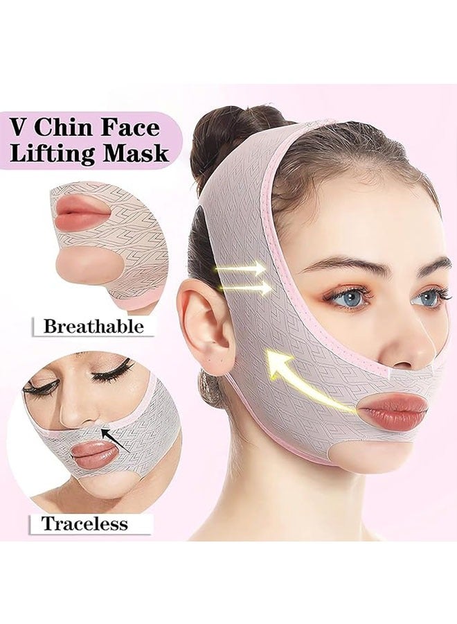 الوجه قناع الوجه المزدوج الصينية قناع ، قناع الوجه ، الخامس على شكل حزام سحب ، قابلة لإعادة الاستخدام قناع الوجه ، ضمادة رقيقة جدا ، لينة ، تنفس - Image 5