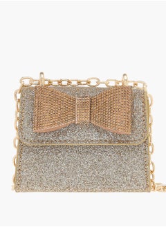 Girls Bow Accent Crossbody Bag With Chain Strap And Flap Closure Ramadan Collection
