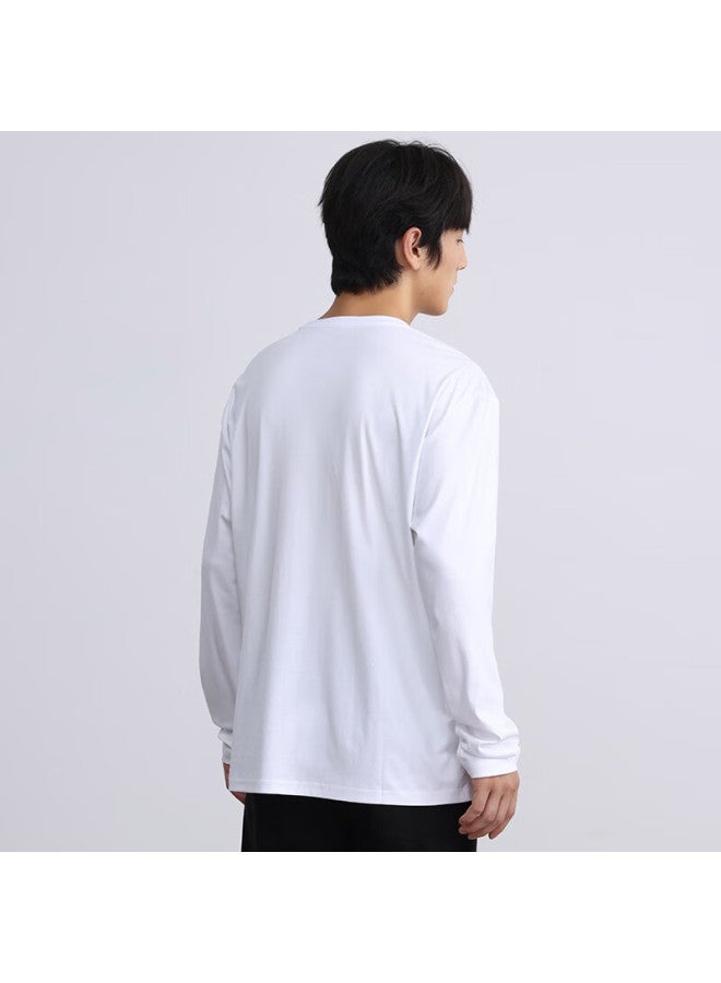 Markless 100% Long Staple Cotton Men's T-shirt 50s Cotton Skin-friendly Long Sleeve 0635m2 Yunfeng White L - Image 2
