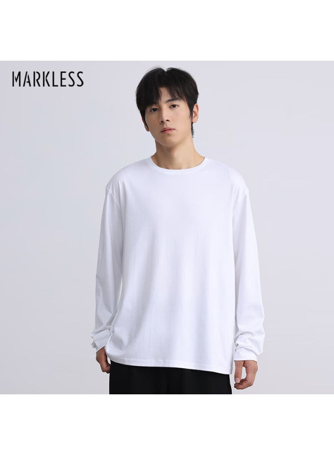 Markless 100% Long Staple Cotton Men's T-shirt 50s Cotton Skin-friendly Long Sleeve 0635m2 Yunfeng White L - Image 1