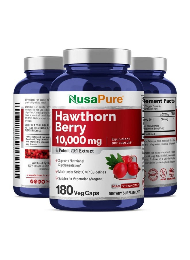 NusaPure Hawthorn Berry 10,000mg per Veggie Caps, 180 Count, Extract 20:1, Vegan, Non-GMO - pzsku/Z6FCB0478BF72CE871969Z/45/_/1739882762/ee63dc9c-beb3-4cb7-ac76-f116d4216c16