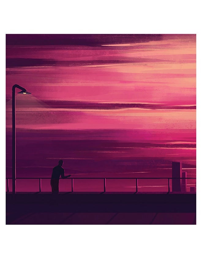 RYN Watching The City Themed Printed MDF Wall Art Purple/Pink/Black 30x30cm - Image 2