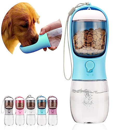 AVELORA Dog Water Bottle,Portable pet Water Bottle with Food Container,Outdoor Portable Water Dispenser for Cat,Rabbit,Puppy and Other Pets for Walking,Hiking,Travel(10oz) - Image 1