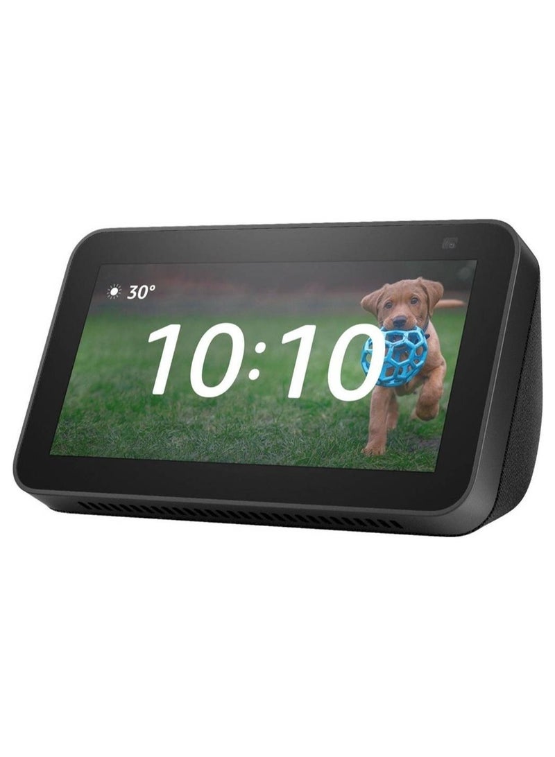 REBENUO Smart Home Systems Show 5  (2rd Gen, 2021 release), Smart Display & alarm clock with clearer sound | Use your voice to control smart home devices, play music or Quran, & more (speaks Khaleeji) black - Image 1