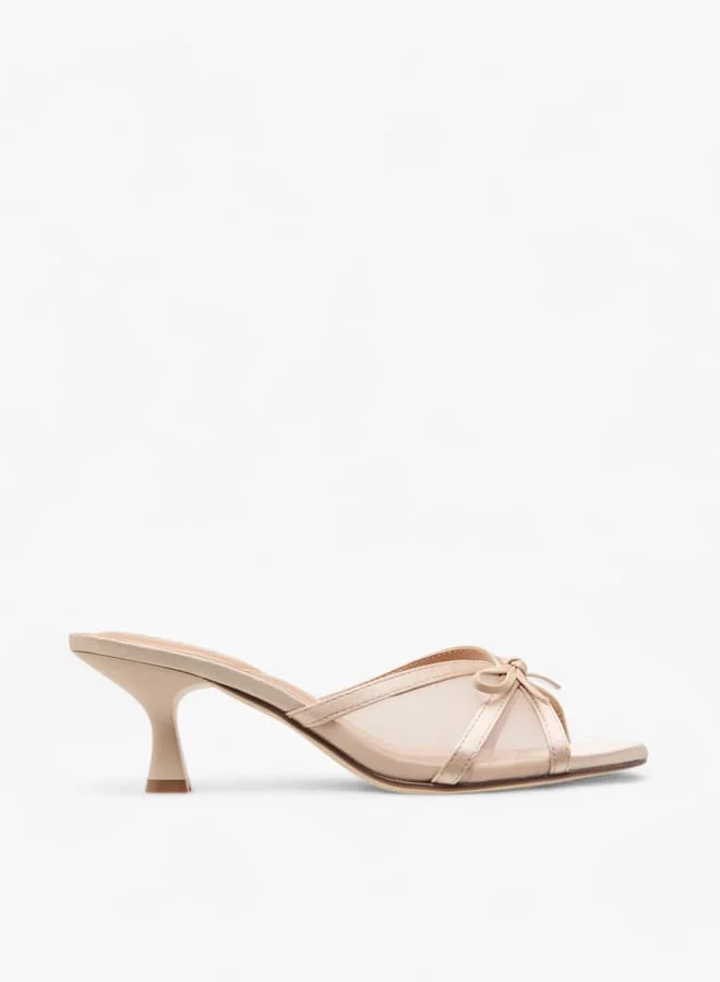 سيليست Women's Bow Applique Slip-On Sandals with Kitten Heel