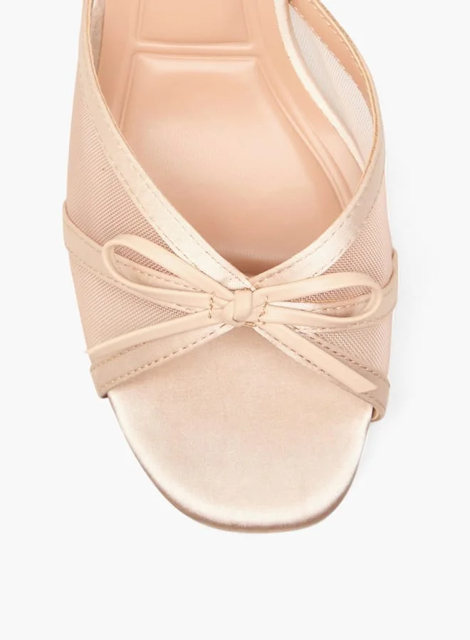 سيليست Women's Bow Applique Slip-On Sandals with Kitten Heel