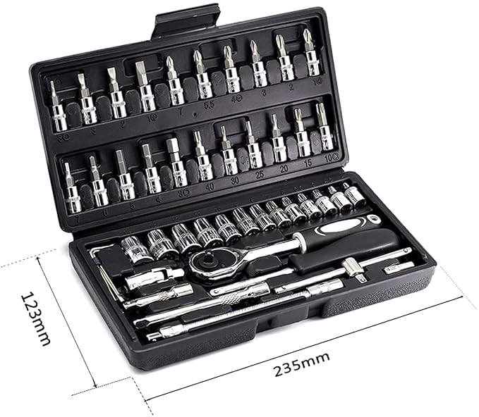 Cocina perfecta 46 in 1 Pcs Tool Kit & Screwdriver set and Precision Socket Set Wrench Set Multi Purpose Combination Tool Case, Multicolour  - Image 4