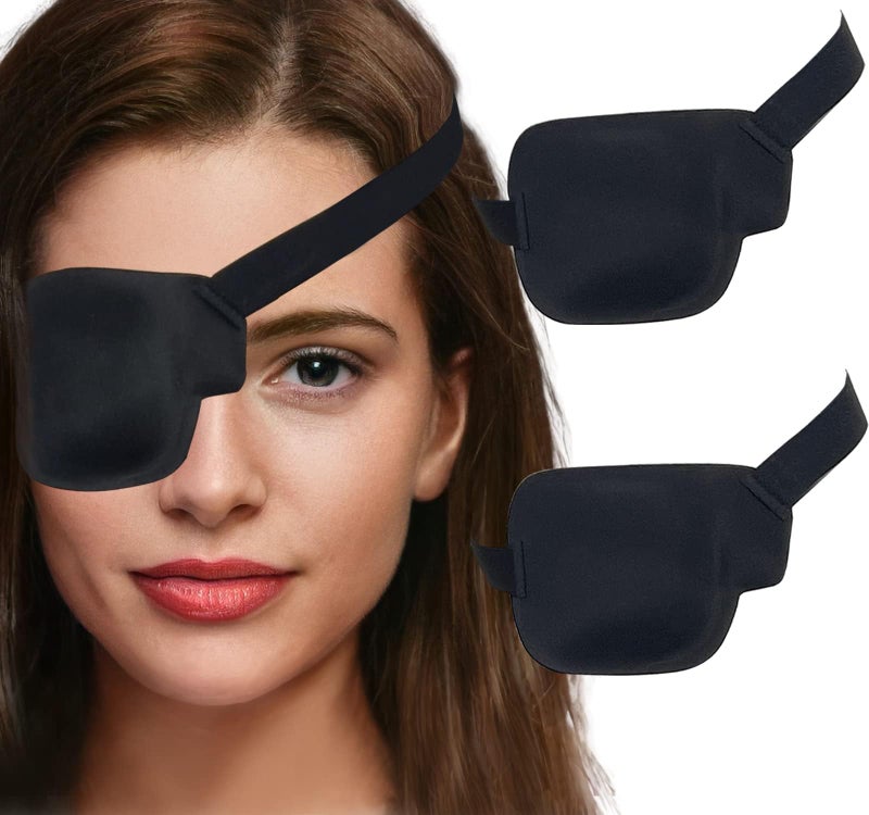 Eye Patches for Adults and Kids 2 Pcs 3D Eye Patch Black Adjustable Medical Eyepatch for Lazy Eye Amblyopia Strabismus and After Surgery Right Eye