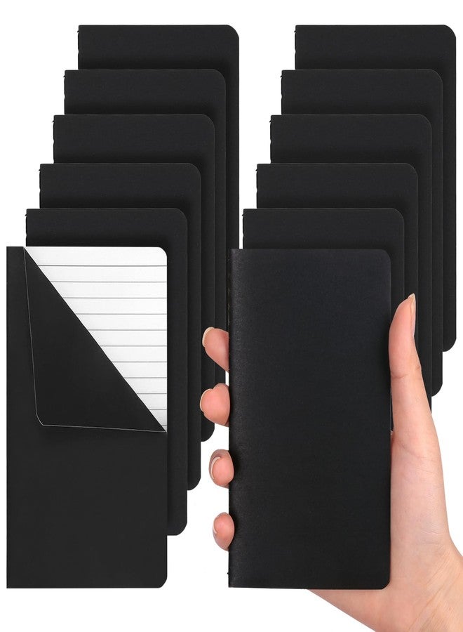 LABUK 12pcs Pocket Notebook 3.5 x 5.5in, Lined Small Notebooks, Black Softcover Memo Notepad for Men Women, 30 Sheets, 60 Pages - Image 1