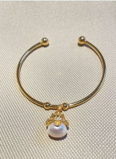 General 925 Silver Plated 18K Gold Inlaid Natural Baroque Freshwater Pearls / Cat Cartoon Handmade Original Bracelet  - Image 2