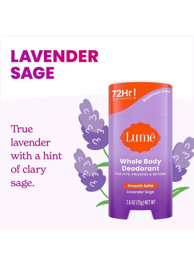 Lume Whole Body Deodorant - Smooth Solid Stick - 72 Hour Odor Control - Aluminum Free, Baking Soda Free and Skin Safe - 2.6 Ounce (Pack of 3) (Clean Tangerine, Lavender Sage, Unscented) - Image 4