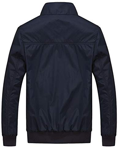 Lentta Men's Casual Slim Lightweight Softshell Zipper Windbreakers Bomber Jacket (XX-Large, Y-02-Dark Blue001) - Image 2