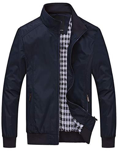 Lentta Men's Casual Slim Lightweight Softshell Zipper Windbreakers Bomber Jacket (XX-Large, Y-02-Dark Blue001) - Image 1