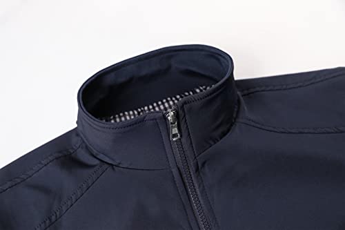 Lentta Men's Casual Slim Lightweight Softshell Zipper Windbreakers Bomber Jacket (XX-Large, Y-02-Dark Blue001) - Image 3