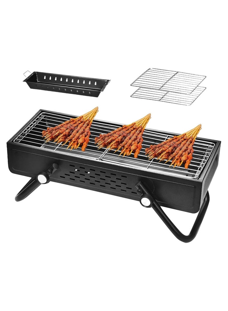 DubaiGallery BBQ Grill, Folding Wood Grill - Portable Folding Charcoal Grill, Smokeless | Large Charcoal BBQ Grills, Stainless Steel BBQ Grill with Large Grill Surface for Tailgating, Camping - Image 2