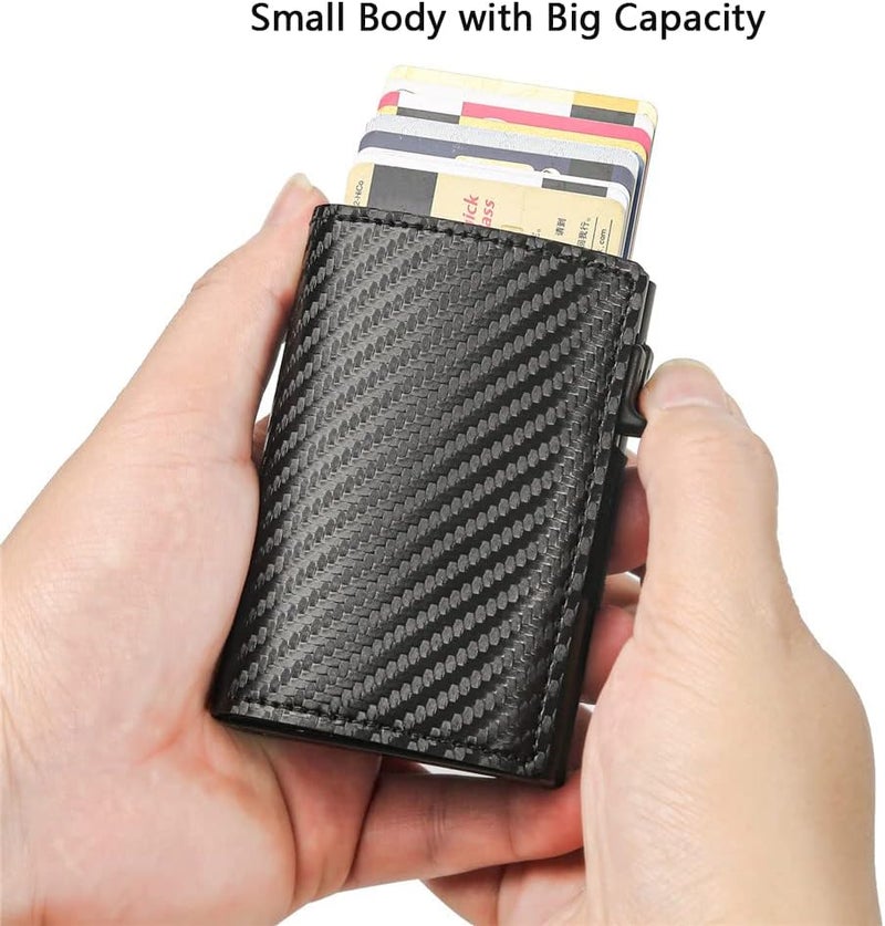 Fermido Slim Wallet for Air Tag| Genuine Leather RFID Credit Card Money Holder Automatic Pop up Mini Aluminum Wallet | Pocket-Sized and Slim Design Multipurpose Accessory for AirTag Case Cover for Men… - Image 3