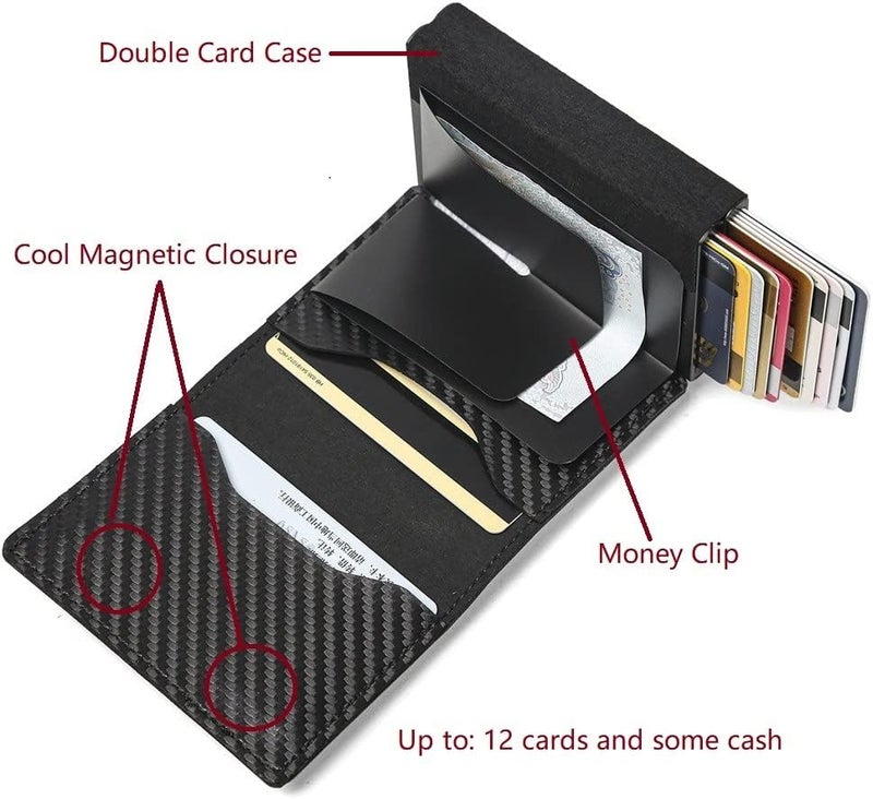 Fermido Slim Wallet for Air Tag| Genuine Leather RFID Credit Card Money Holder Automatic Pop up Mini Aluminum Wallet | Pocket-Sized and Slim Design Multipurpose Accessory for AirTag Case Cover for Men… - Image 4