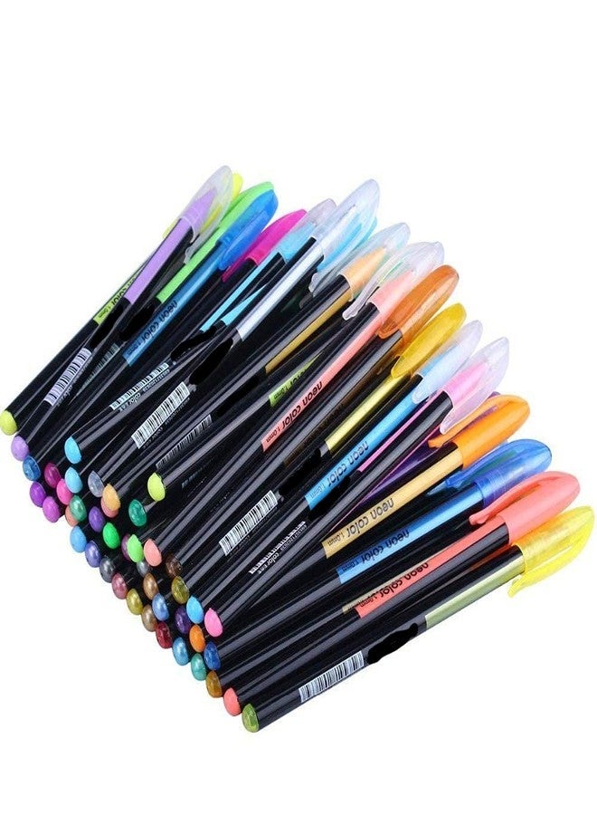 Mezon 48 Pcs Neon Glitter Gel Ink Pen Set For Kids Adults Artists Gifts Writing Drawing - Image 1