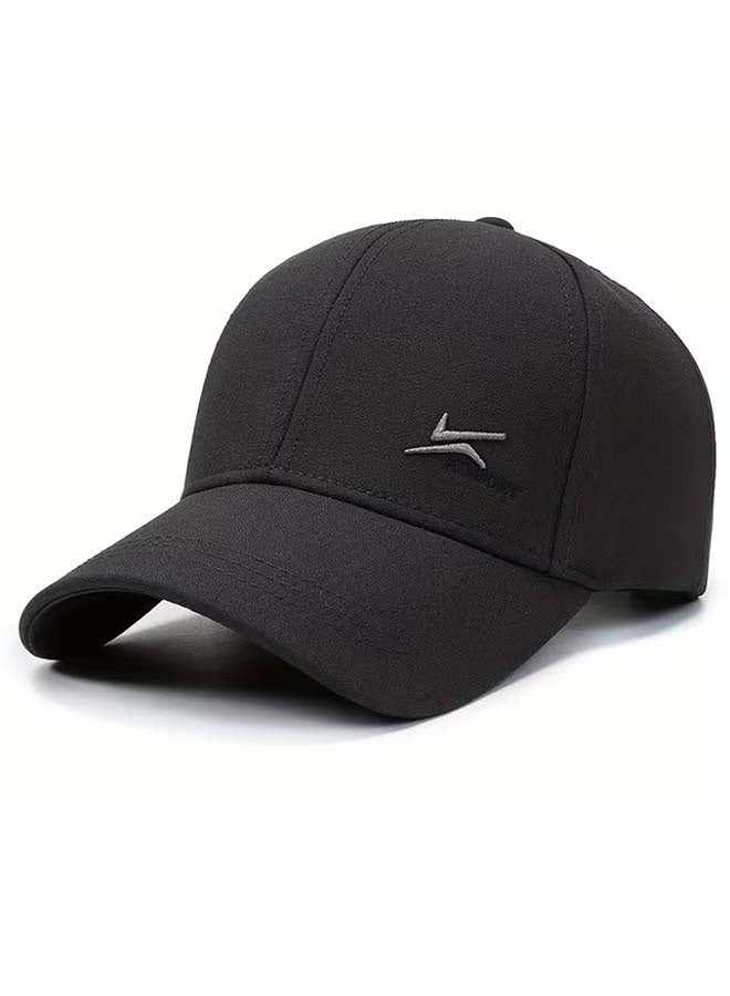 Curved-Brim Embroidered Baseball Cap – Adjustable Casual Outdoor Hat For Travel And Beach Gatherings (Black) - Image 3