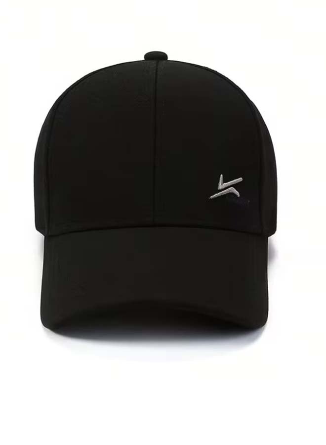 Curved-Brim Embroidered Baseball Cap – Adjustable Casual Outdoor Hat For Travel And Beach Gatherings (Black) - Image 1