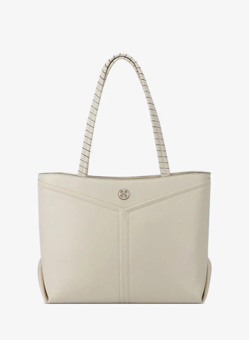 Erina Plain Double Handle Tote Bag with Zipper Closure
