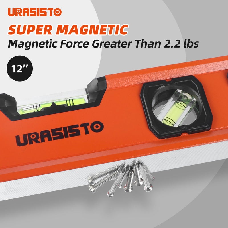 URASISTO 3-Piece Spirit Level Set, 12", 20", 40" Level Set with Magnetic Torpedo Level, 45Â°/90Â°/180Â°Bubbles Measuring, Aluminium Alloy Levels with Carrying Bag - Image 3