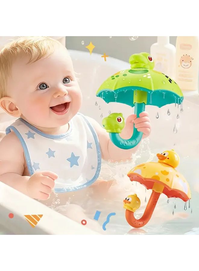 حوض استحمام أصفر للأطفال الرضع مع دش و ألعاب استحمام تفاعلية حسية على شكل بطة و تمساح من 0 إلى 5 سنوات - Image 1