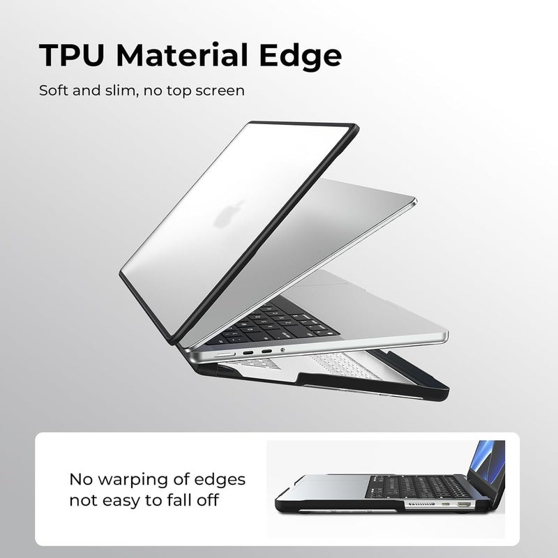 BlueSwan غلاف متوافق مع 2025 2021-2024 MacBook Pro مقاس 14 بوصة M5 A3434 A3426 A3427 M4 A3112 A3185 A3401 M3 A2918 A2992 M2 A2779 M1 A2442 Pro/Max، غطاء واقٍ غير لامع فائق النحافة من TPU+، شفاف بلوري - Image 3