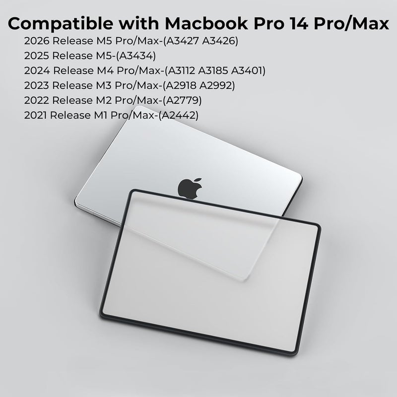 BlueSwan غلاف متوافق مع 2025 2021-2024 MacBook Pro مقاس 14 بوصة M5 A3434 A3426 A3427 M4 A3112 A3185 A3401 M3 A2918 A2992 M2 A2779 M1 A2442 Pro/Max، غطاء واقٍ غير لامع فائق النحافة من TPU+، شفاف بلوري - Image 2