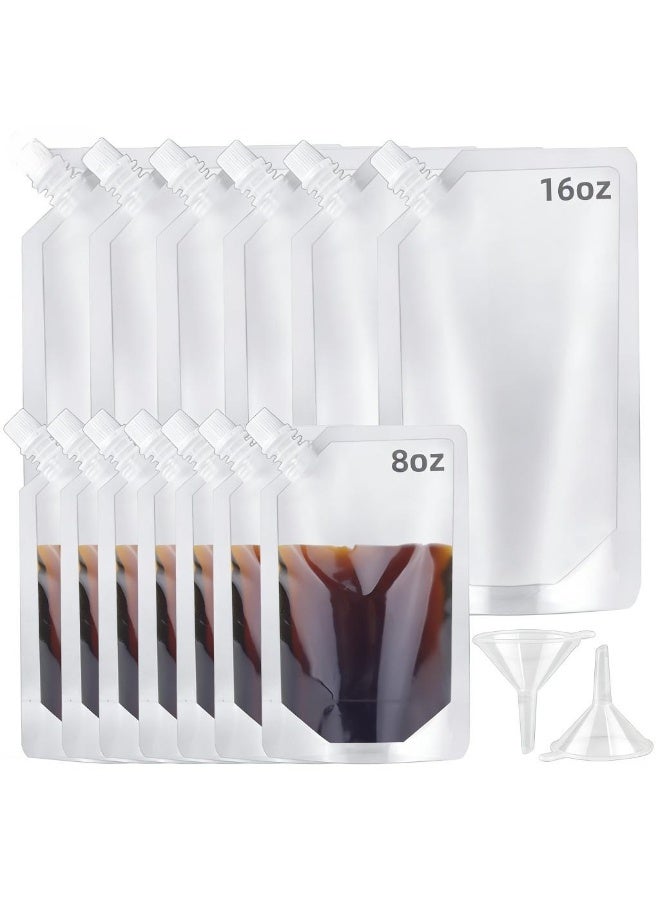 Bukela 24 Pack Clear Drink Pouches with Straws Plastic Juice Pouches for Adults and Kids, Disposable Drink Bags Stand up Zipper Drinking Pouches for Smoothie Juice Coffee Tea, Birthday Party Favor - Image 1
