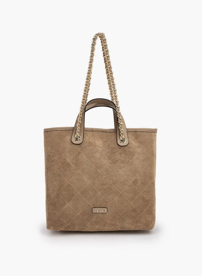 بابريكا Quilted Suede Tote Bag With Pouch