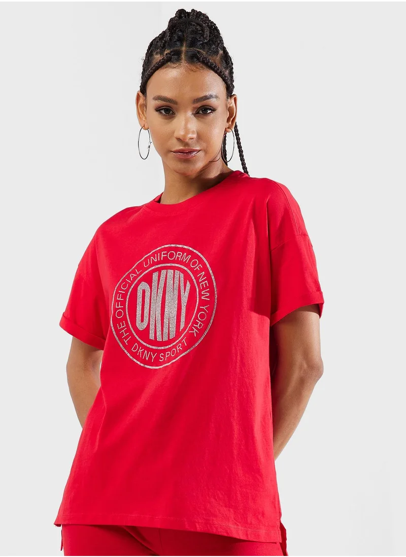 DKNY Sport Crew Neck Graphic Detail T-Shirt