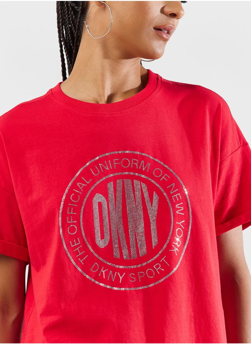 DKNY Sport Crew Neck Graphic Detail T-Shirt