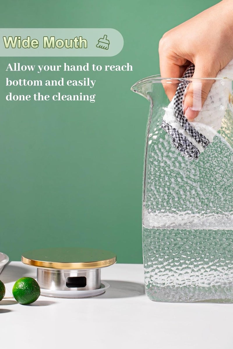 LOOPITYS glass pourer 1.8 Liter 60 oz ，Refrigerator Water Jug With Handle、Lid and Spout，Home Fridge Pitcher and restaurant use Hot/Cold Water Iced Tea Juice Coffee Milk Beverage Pitchers（5.51"*8.54"*3.54" ） - Image 2