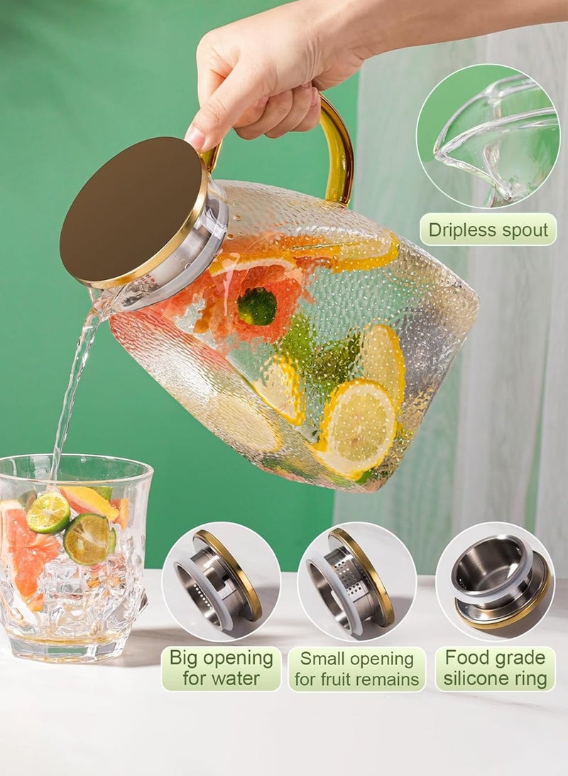 LOOPITYS glass pourer 1.8 Liter 60 oz ，Refrigerator Water Jug With Handle、Lid and Spout，Home Fridge Pitcher and restaurant use Hot/Cold Water Iced Tea Juice Coffee Milk Beverage Pitchers（5.51"*8.54"*3.54" ） - Image 3