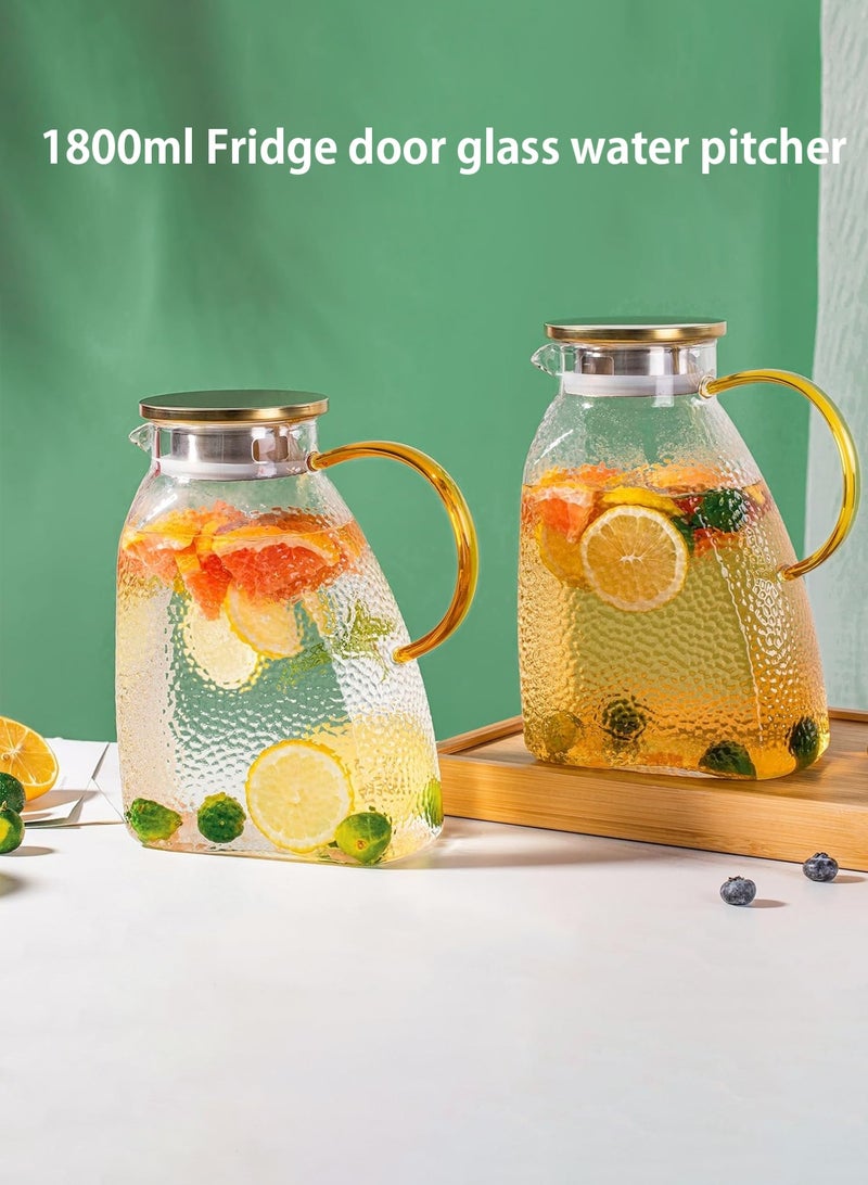 LOOPITYS glass pourer 1.8 Liter 60 oz ，Refrigerator Water Jug With Handle、Lid and Spout，Home Fridge Pitcher and restaurant use Hot/Cold Water Iced Tea Juice Coffee Milk Beverage Pitchers（5.51"*8.54"*3.54" ） - Image 5