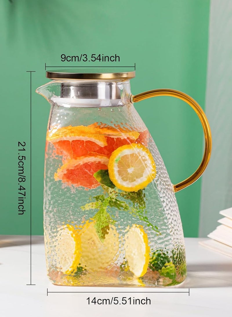 LOOPITYS glass pourer 1.8 Liter 60 oz ，Refrigerator Water Jug With Handle、Lid and Spout，Home Fridge Pitcher and restaurant use Hot/Cold Water Iced Tea Juice Coffee Milk Beverage Pitchers（5.51"*8.54"*3.54" ） - Image 4