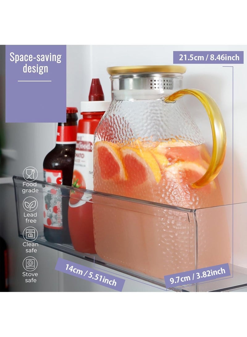 LOOPITYS glass pourer 1.8 Liter 60 oz ，Refrigerator Water Jug With Handle、Lid and Spout，Home Fridge Pitcher and restaurant use Hot/Cold Water Iced Tea Juice Coffee Milk Beverage Pitchers（5.51"*8.54"*3.54" ） - Image 5